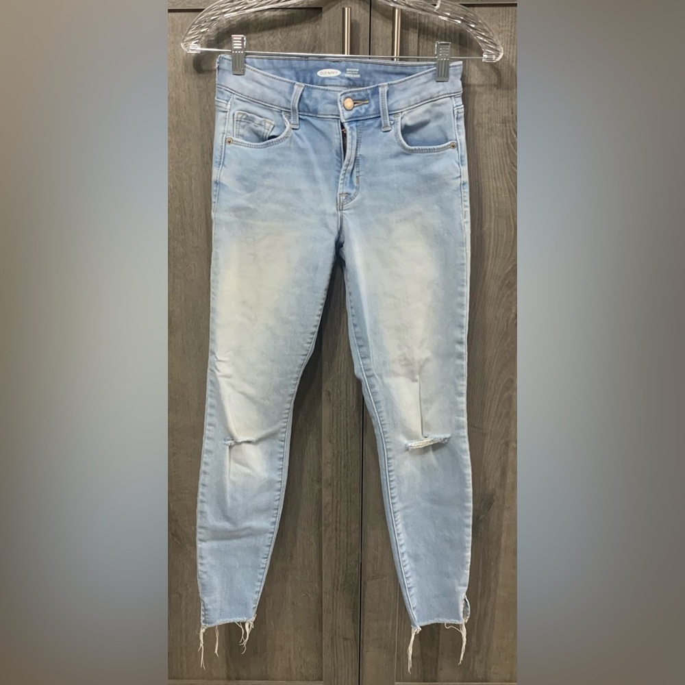 Old Navy Rockstar Super Skinny Light Blue Denim Stretch Jeans Women's Size 0 - Picture 1 of 8